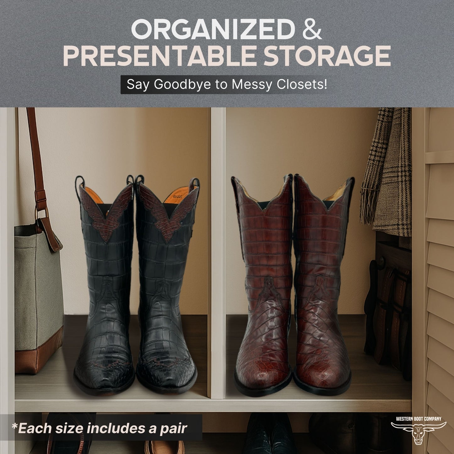 Western Boot Company Cowboy Shaft Shapers - 9.5" 4 PAIR (8 PIECES) MEDIUM