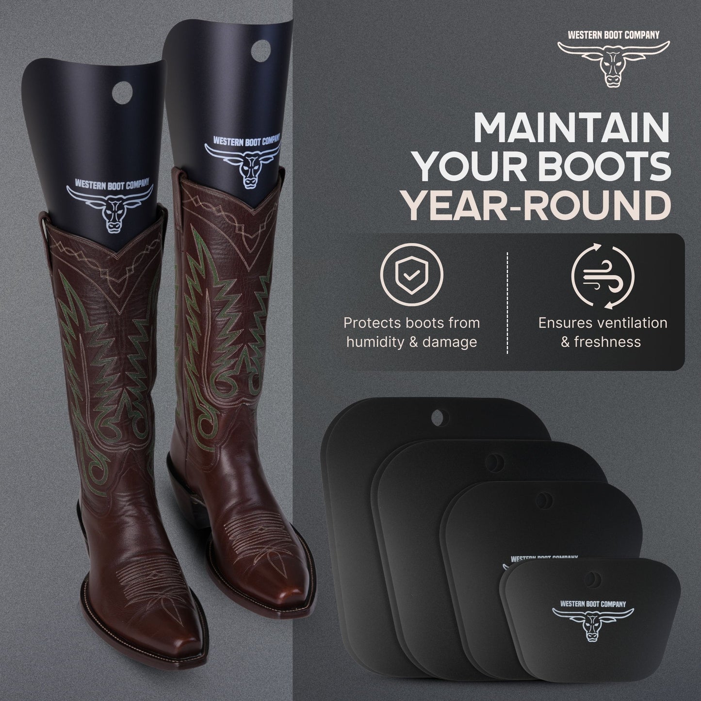 Western Boot Company Cowboy Shaft Shapers - 9.5" 4 PAIR (8 PIECES) MEDIUM