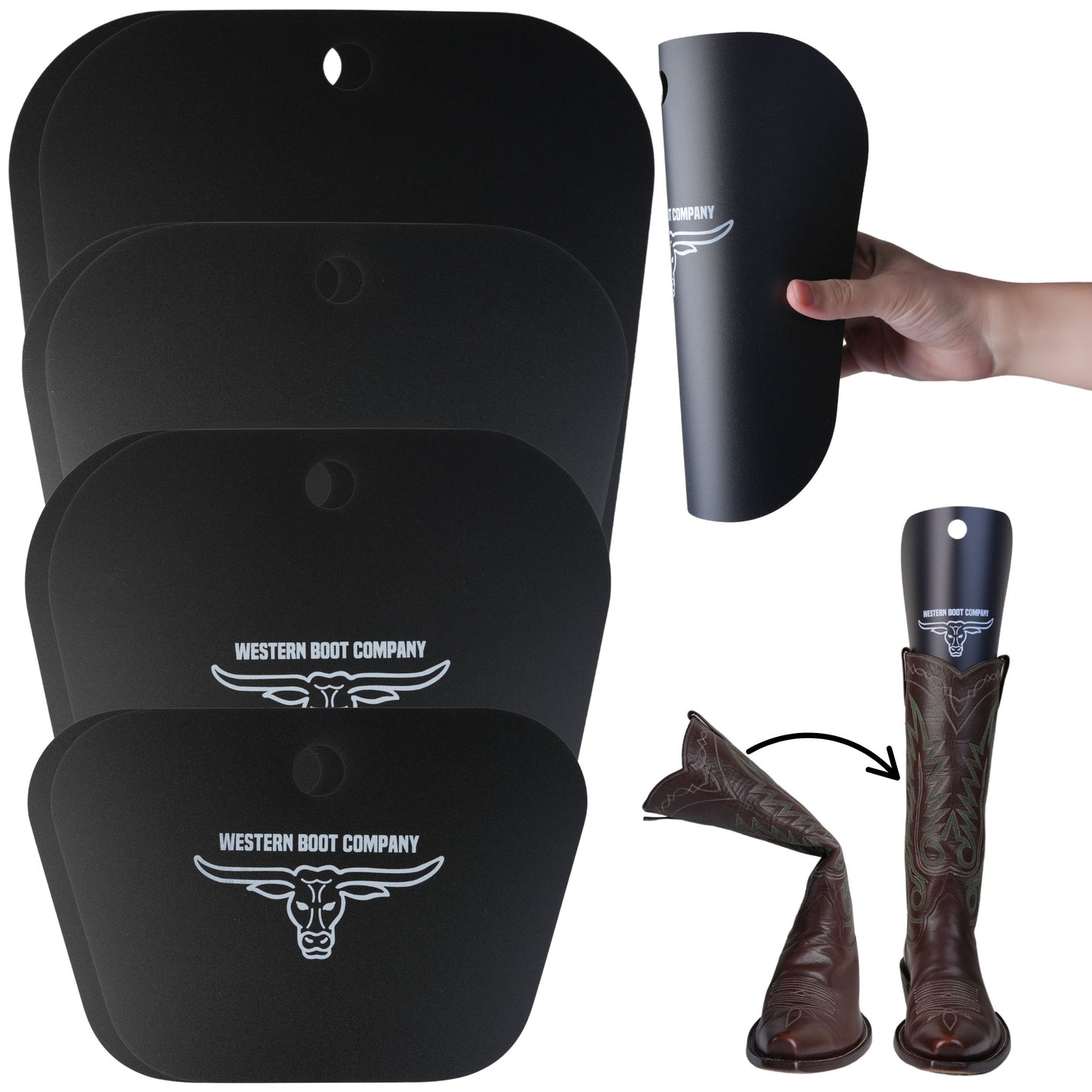 Western Boot Company Cowboy Shaft Shapers - 9.5" 4 PAIR (8 PIECES) MEDIUM