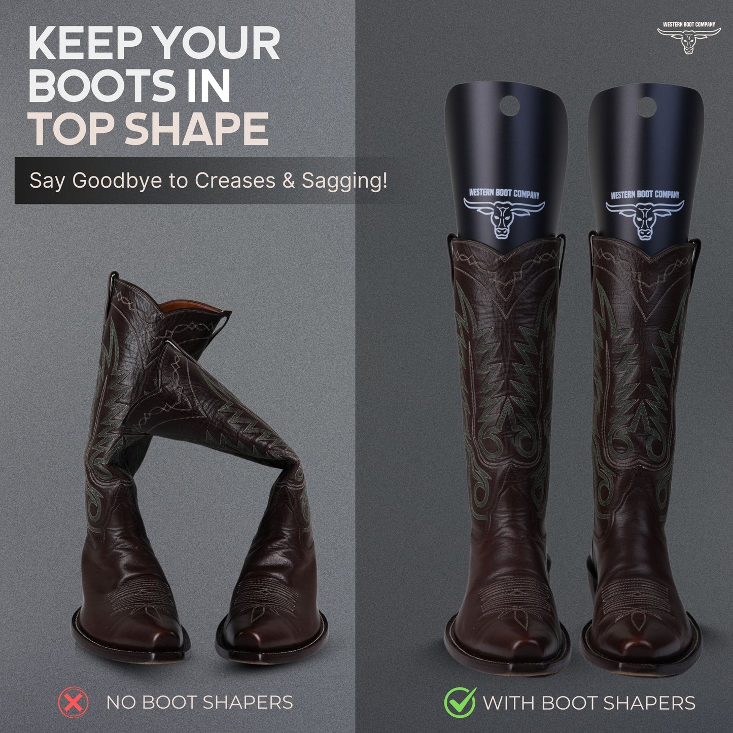 Western Boot Company Cowboy Shaft Shapers - 9.5" 4 PAIR (8 PIECES) MEDIUM