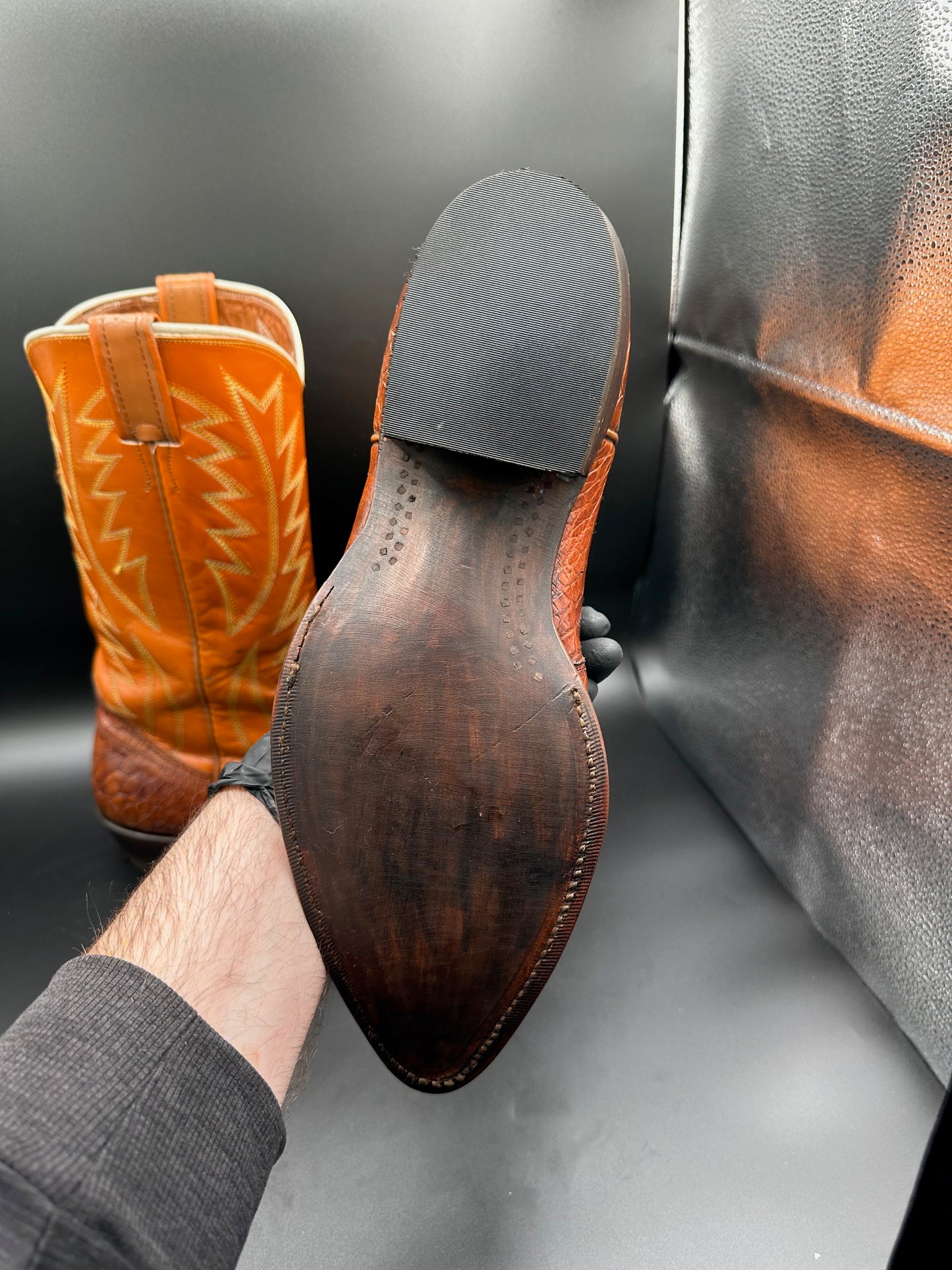 1970's Nocona Preban Honey Sea Turtle Cowboy Boots size 10 E