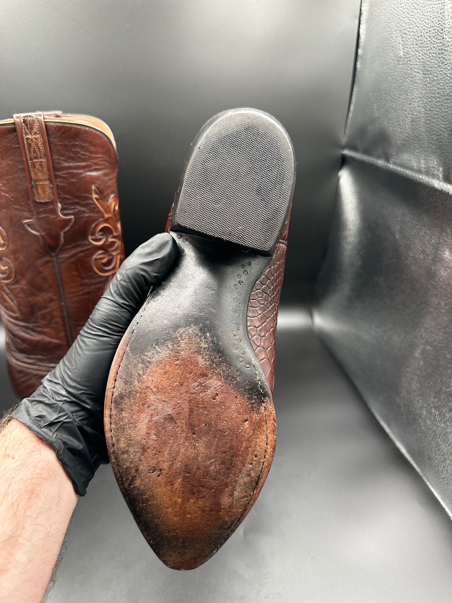 Lucchese Bias Cut American Alligator w/ Mission Alligator Inlay Cowboy Boots size 9.5 D