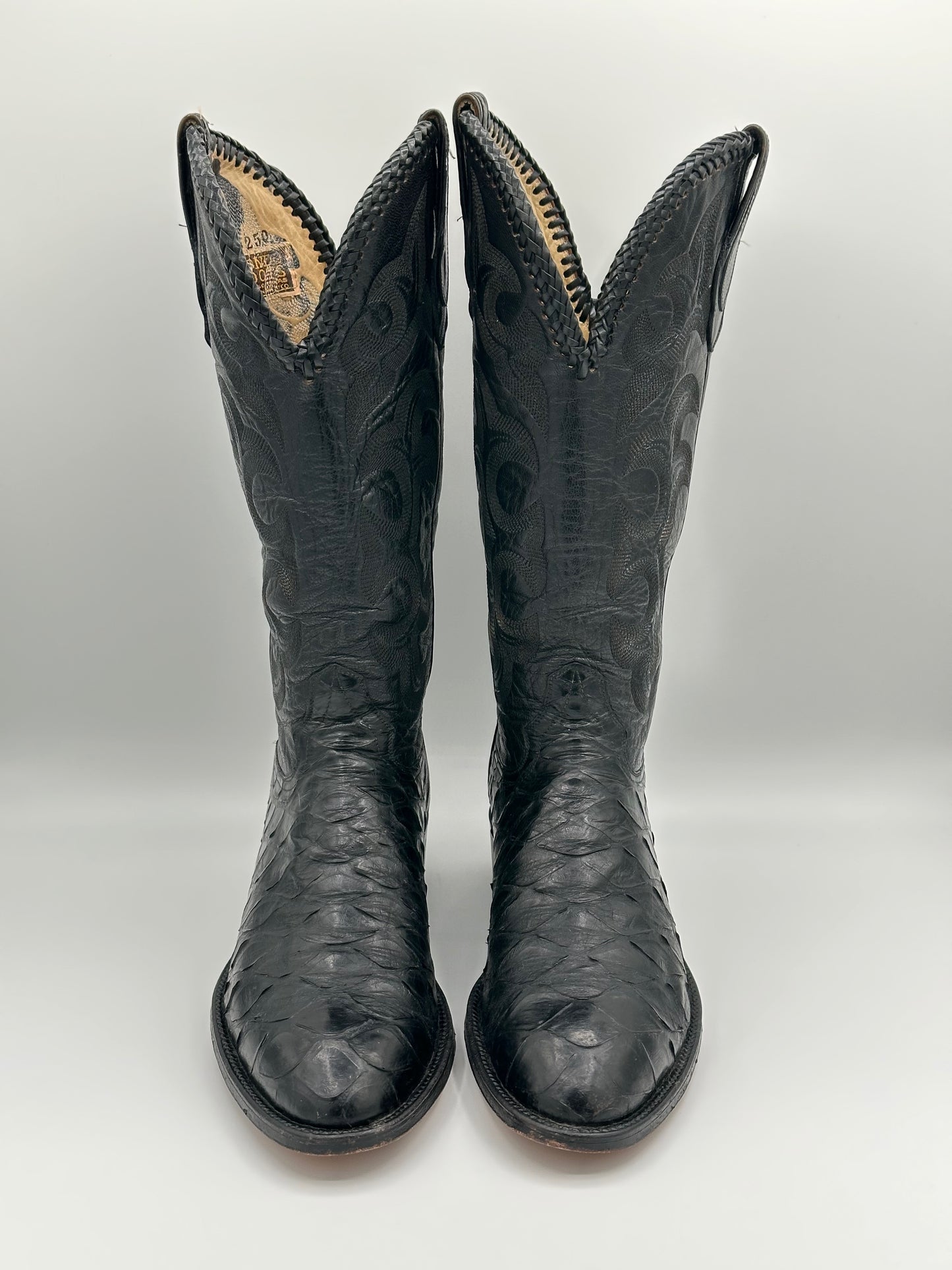 Hondo Preban Custom Anteater Cowboy Boots w/ Braided Cord size 8.5 D