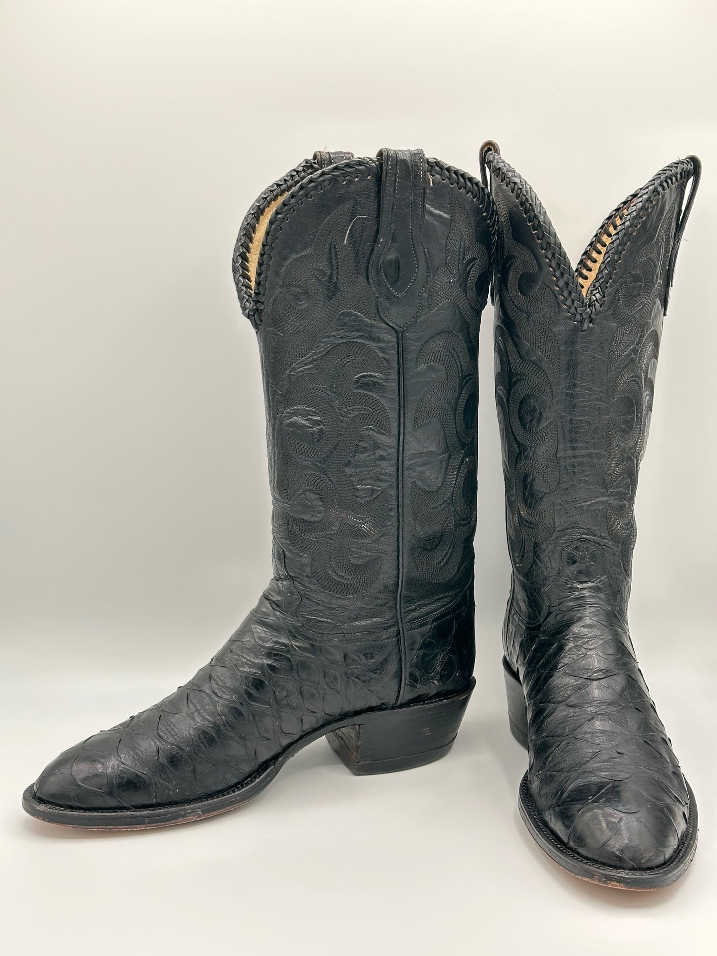 Hondo Preban Custom Anteater Cowboy Boots w/ Braided Cord size 8.5 D