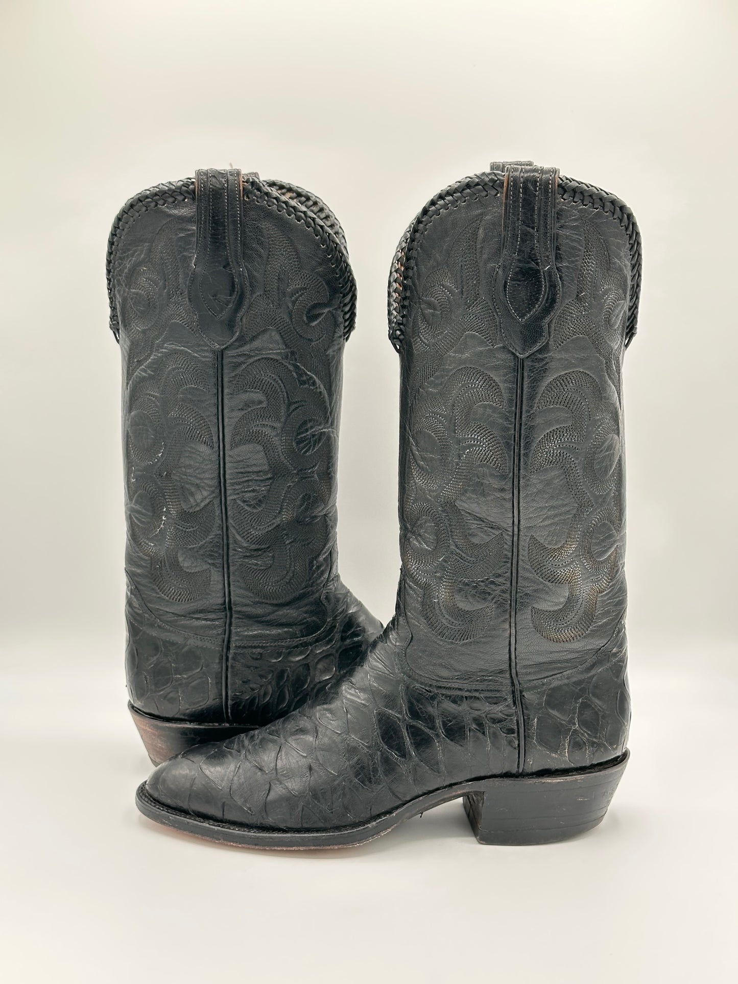 Hondo Preban Custom Anteater Cowboy Boots w/ Braided Cord size 8.5 D