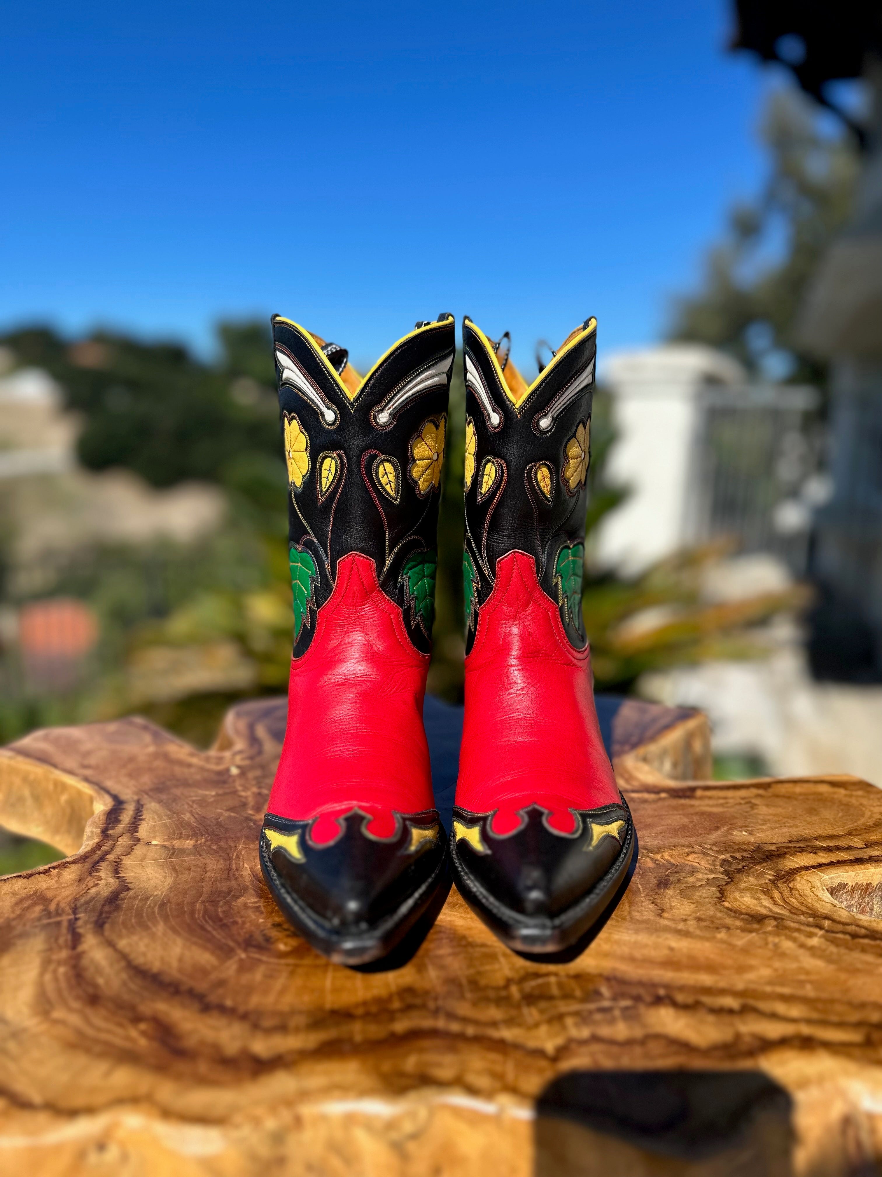 Red and black cowboy boots 2025