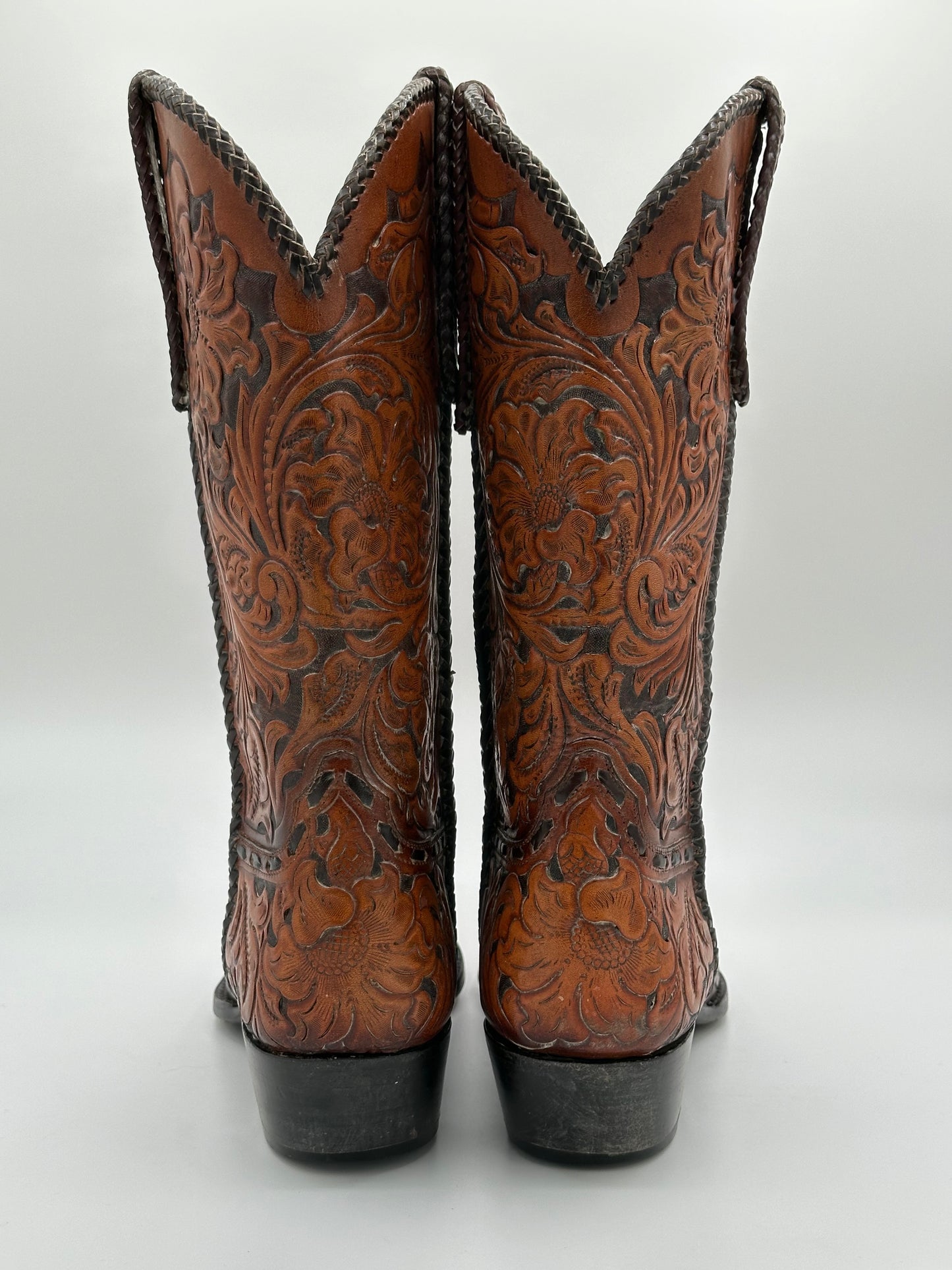 Liberty Custom Full Hand Tooled Cowboy Boots size 9.5 D