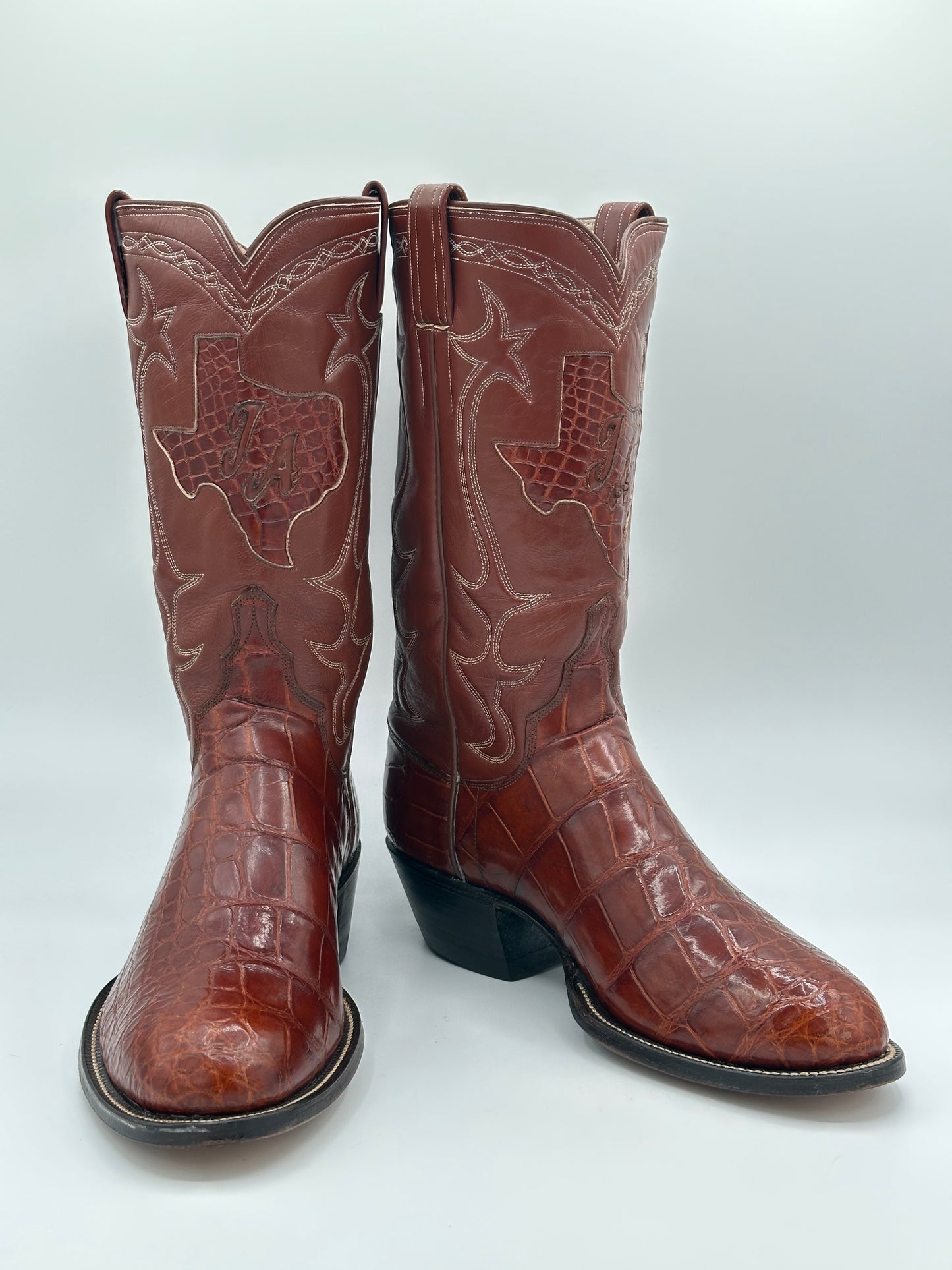 ML Leddy Custom American Alligator Cowboy Boots size 9 D