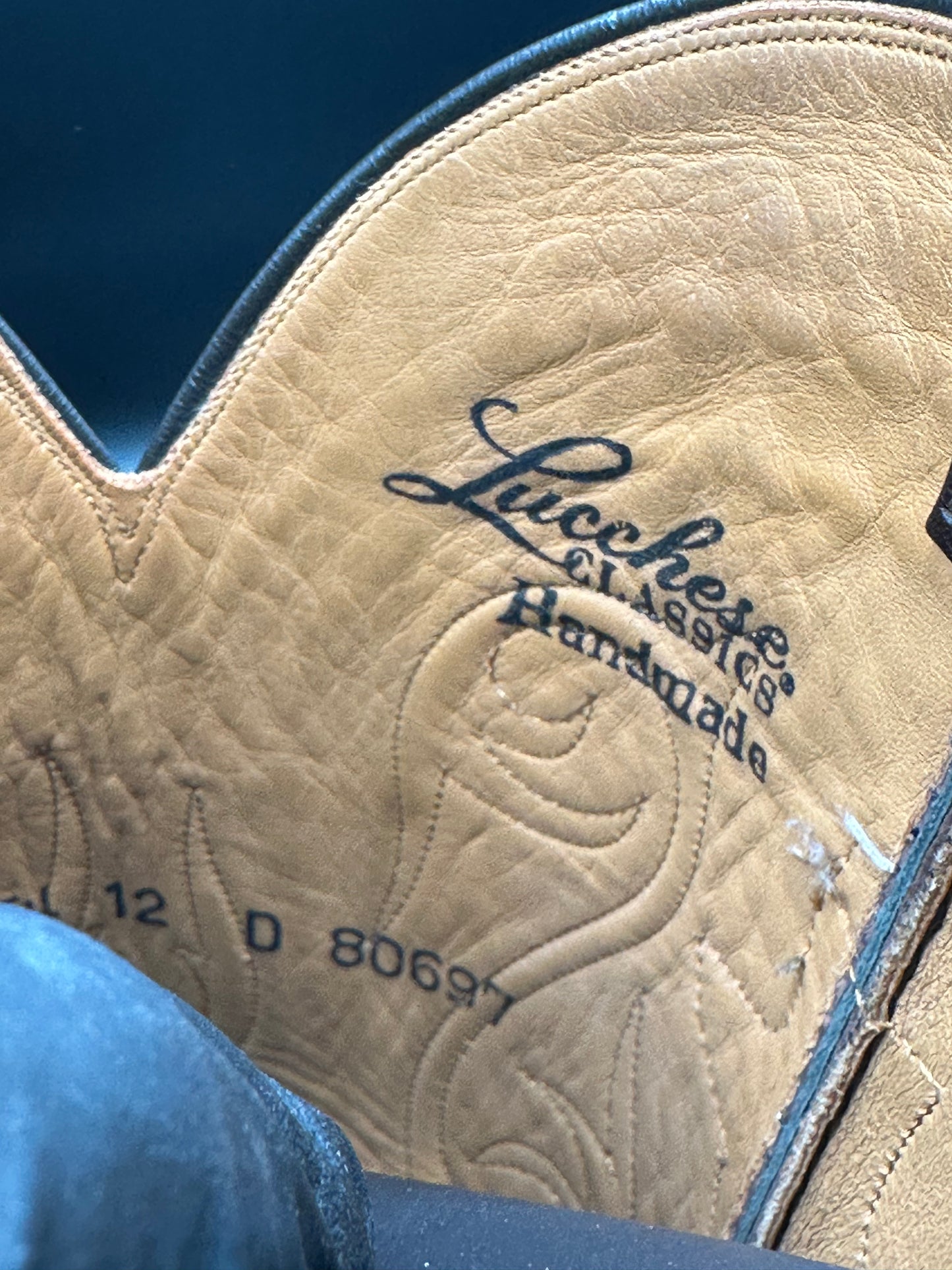 Lucchese Sueded Chocolate Caiman Belly Western Cowboy Boots SIZE 12 D