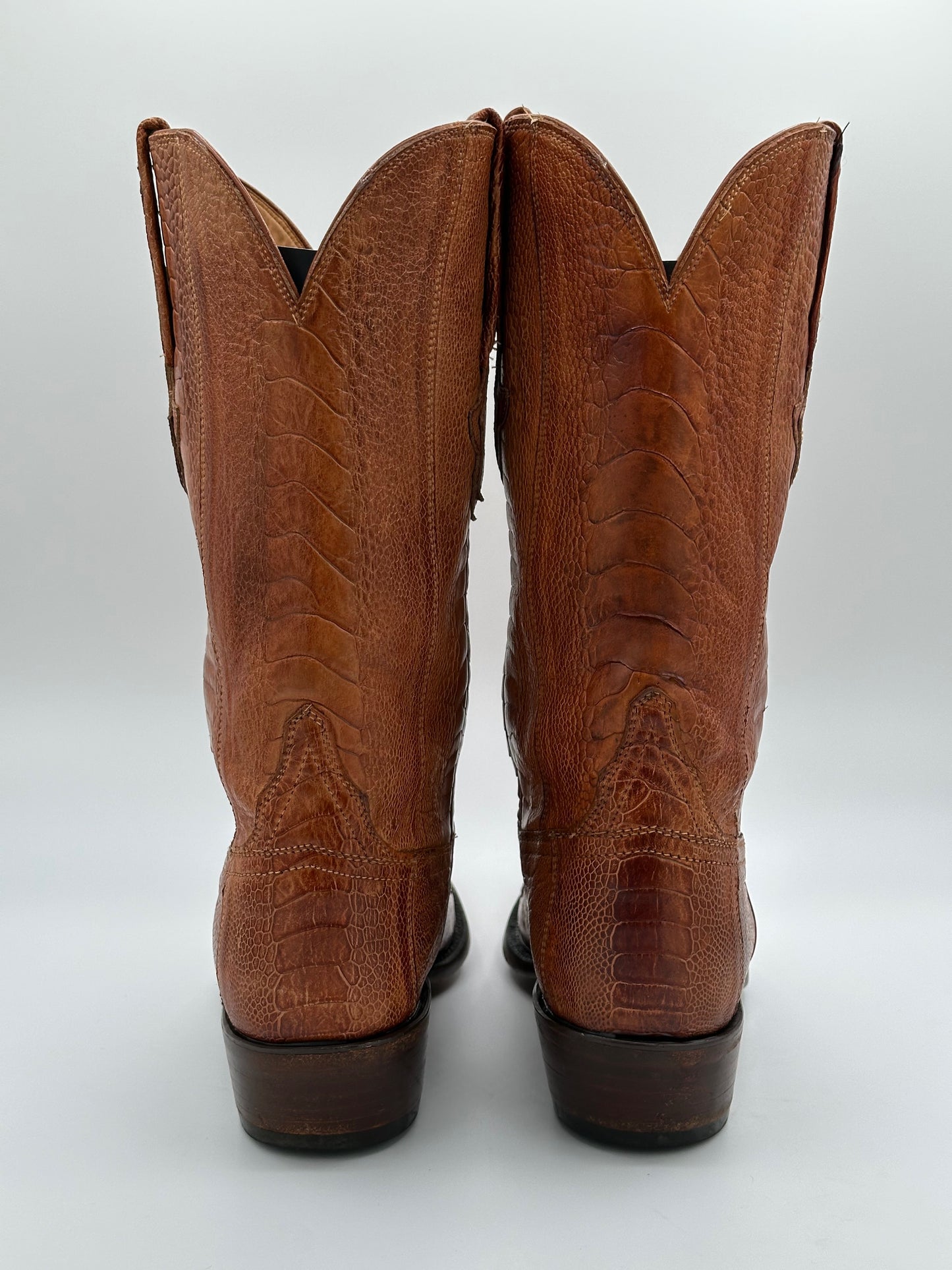 Lucchese Anderson Full Ostrich Leg Cowboy Boots size 8.5 D