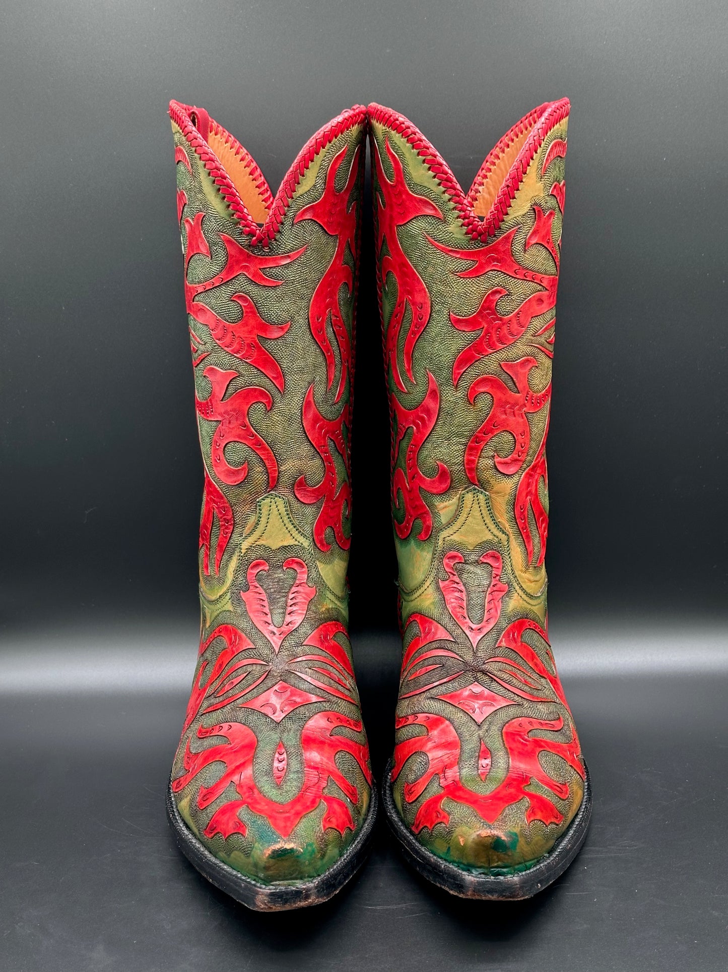 Black Jack Custom Hand Tooled Cowboy Boots size 10.5 EE