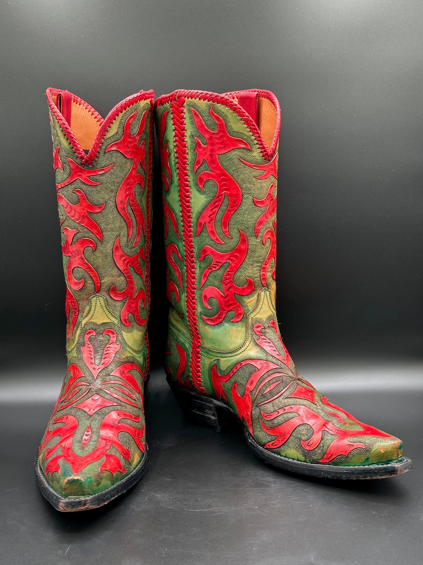 Black Jack Custom Hand Tooled Cowboy Boots size 10.5 EE