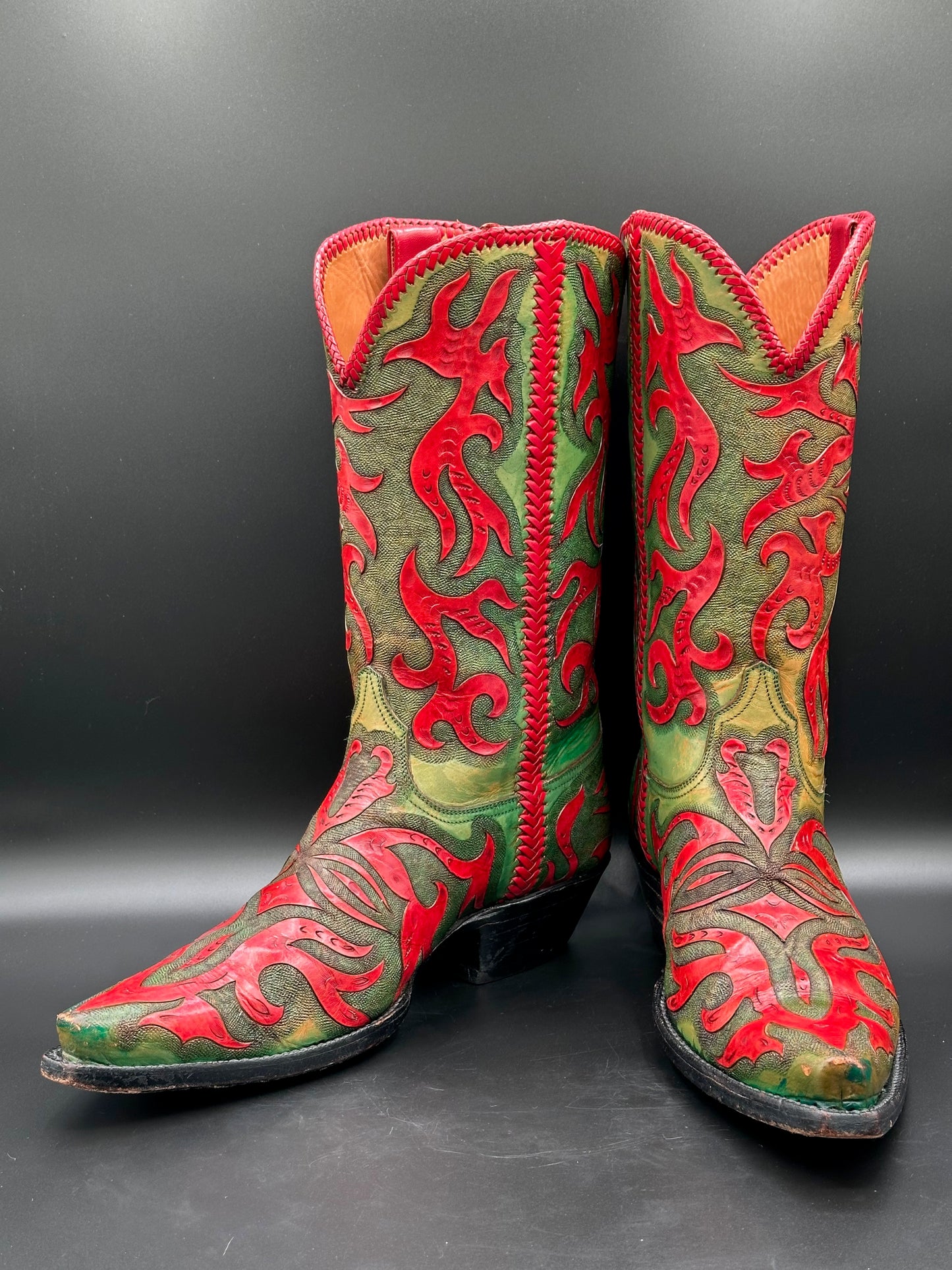 Black Jack Custom Hand Tooled Cowboy Boots size 10.5 EE