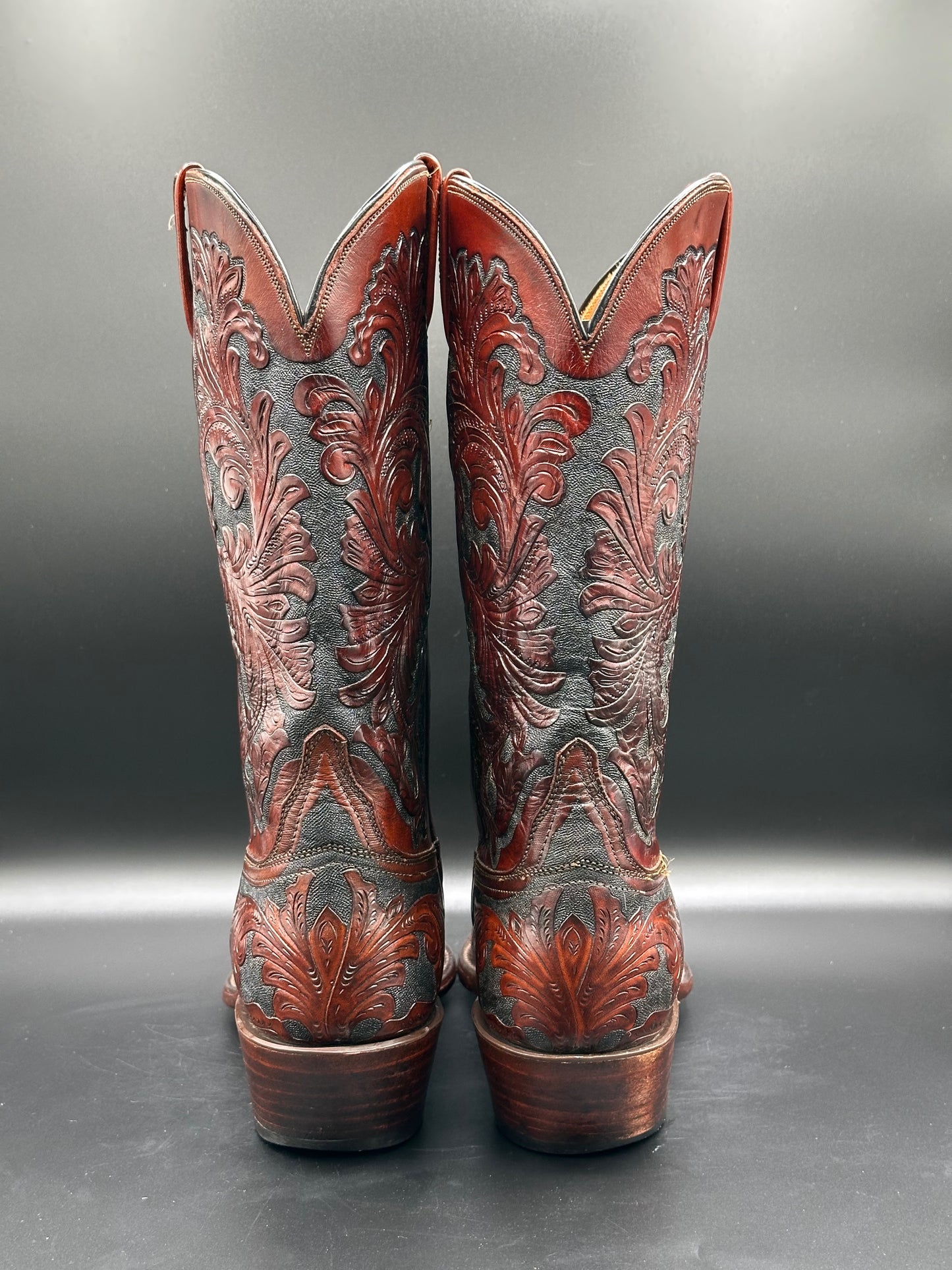 Lucchese Kent Custom Hand Tooled Cowboy Boots size 10.5 D
