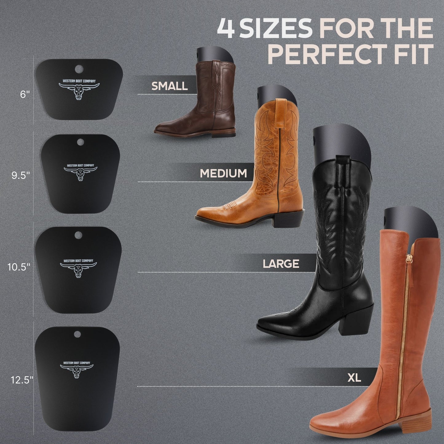 Western Boot Company Cowboy Shaft Shapers - 9.5" 4 PAIR (8 PIECES) MEDIUM