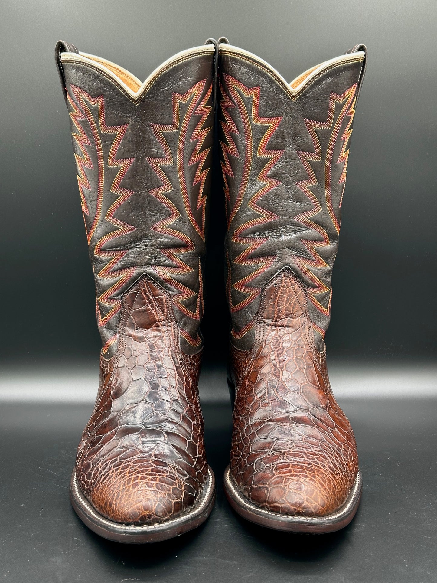1970's Nocona Preban Chocolate Sea Turtle Cowboy Boots 12 D