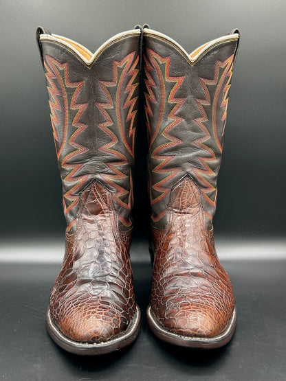 1970's Nocona Preban Chocolate Sea Turtle Cowboy Boots 12 D