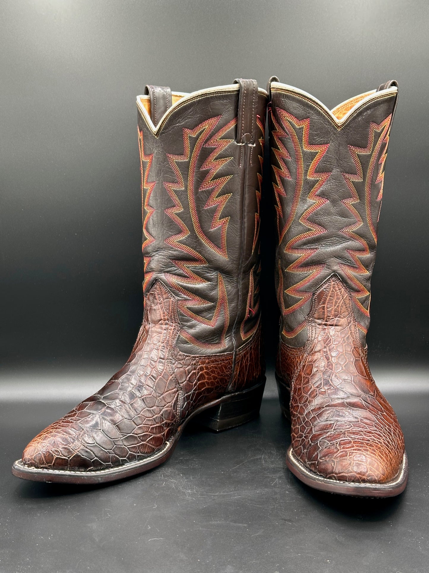 1970's Nocona Preban Chocolate Sea Turtle Cowboy Boots 12 D