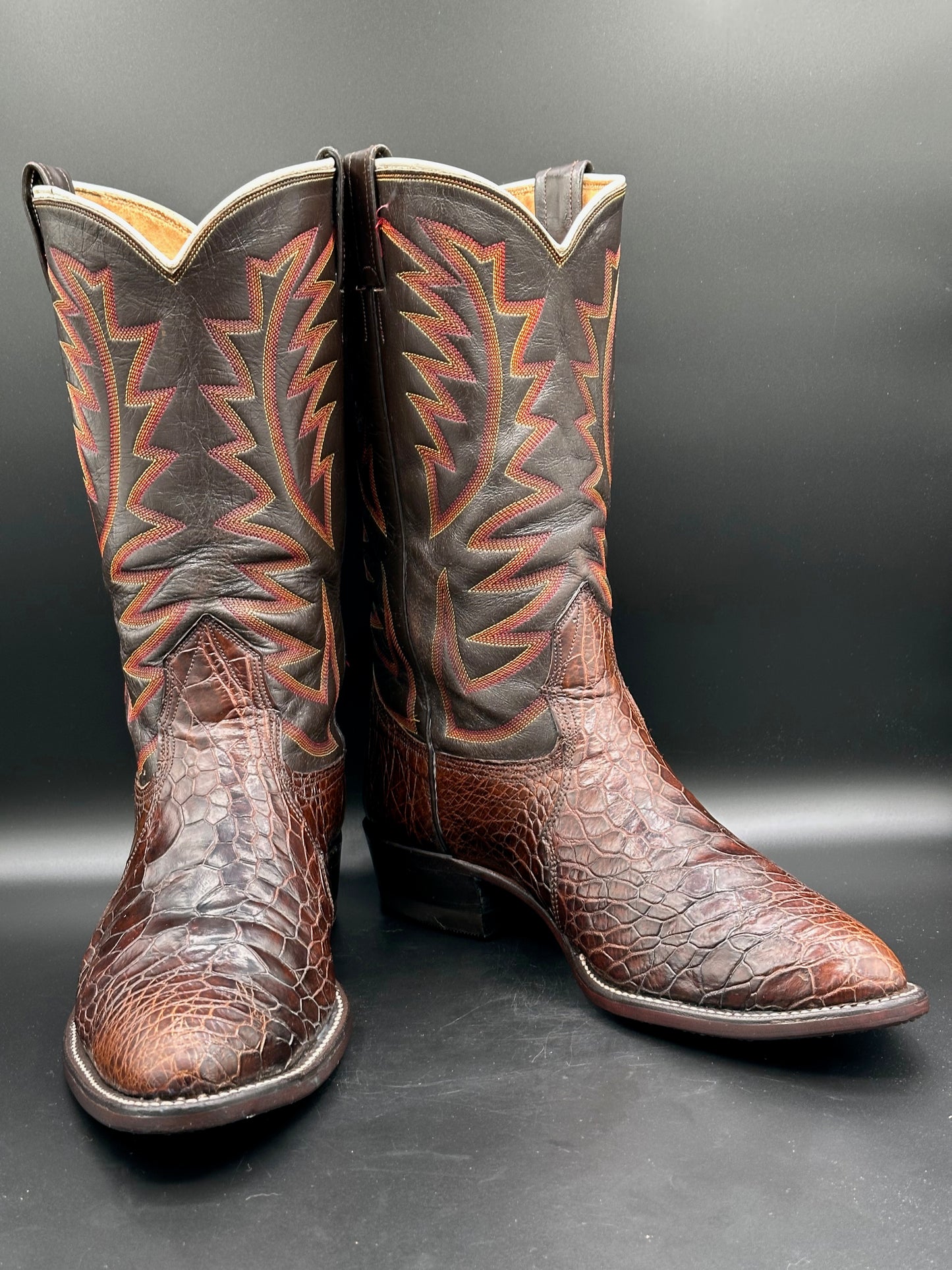 1970's Nocona Preban Chocolate Sea Turtle Cowboy Boots 12 D