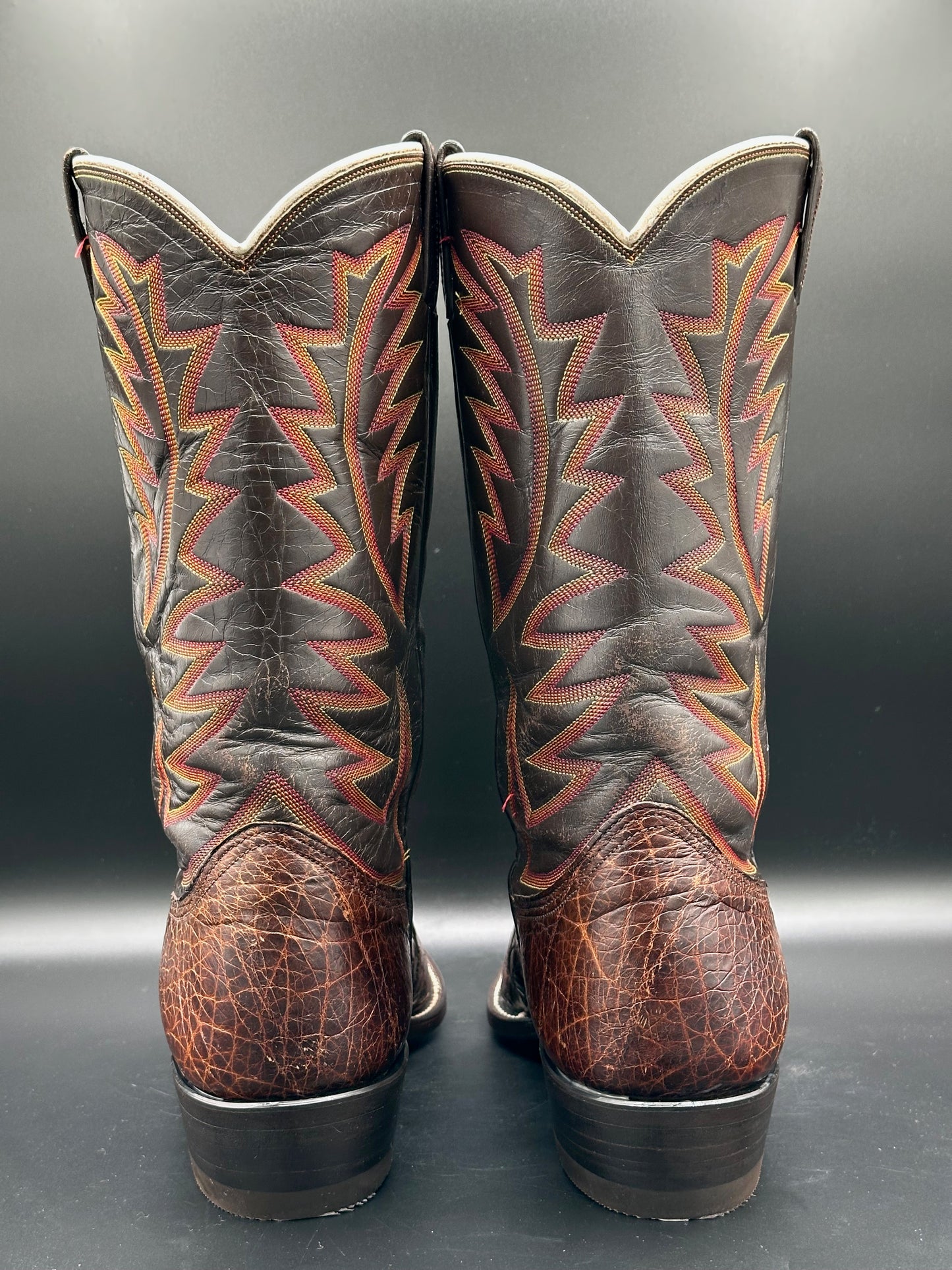 1970's Nocona Preban Chocolate Sea Turtle Cowboy Boots 12 D