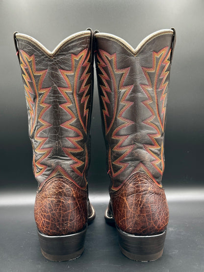1970's Nocona Preban Chocolate Sea Turtle Cowboy Boots 12 D