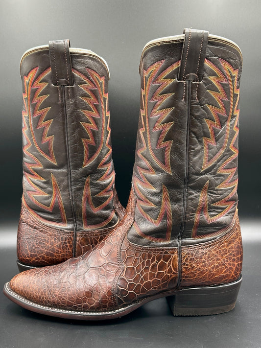 1970's Nocona Preban Chocolate Sea Turtle Cowboy Boots 12 D