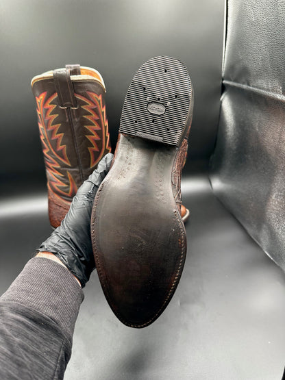 1970's Nocona Preban Chocolate Sea Turtle Cowboy Boots 12 D