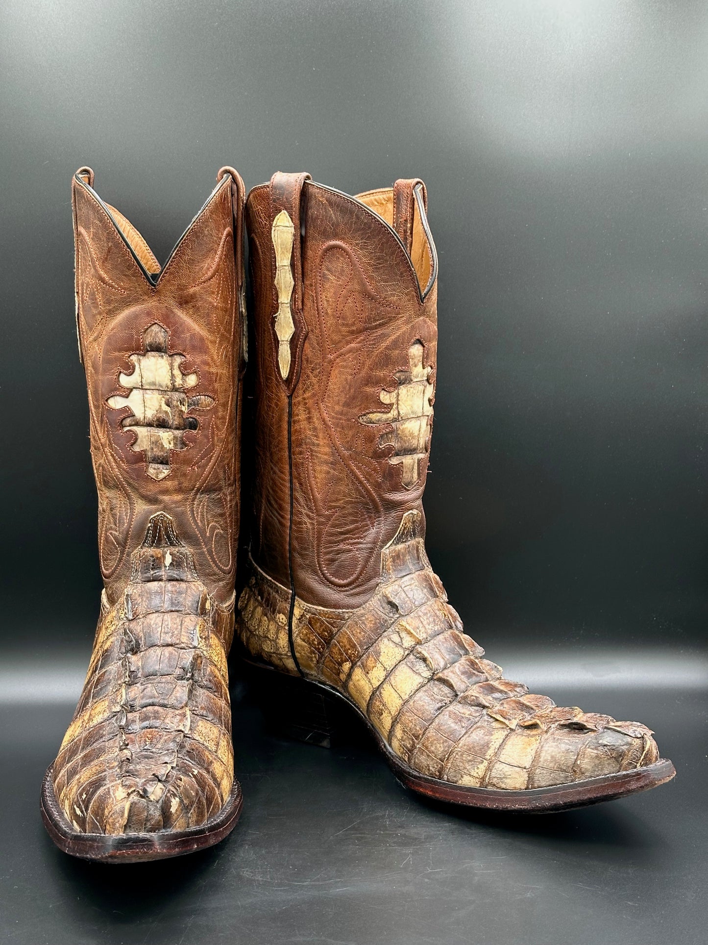 Black Jack Natural American Alligator Tail Cut Cowboy Boots size 11.5 D