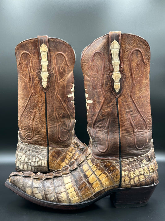 Black Jack Natural American Alligator Tail Cut Cowboy Boots size 11.5 D