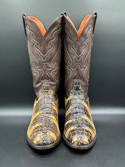 Ammons Custom Natural Color American Alligator Tail Cowboy Boots 12 D