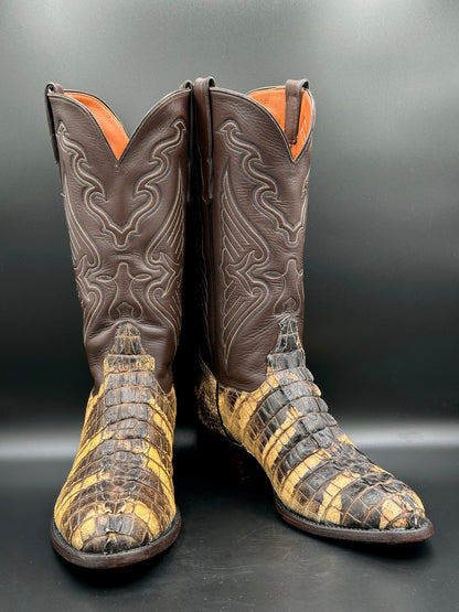 Ammons Custom Natural Color American Alligator Tail Cowboy Boots 12 D