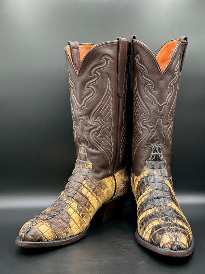 Ammons Custom Natural Color American Alligator Tail Cowboy Boots 12 D