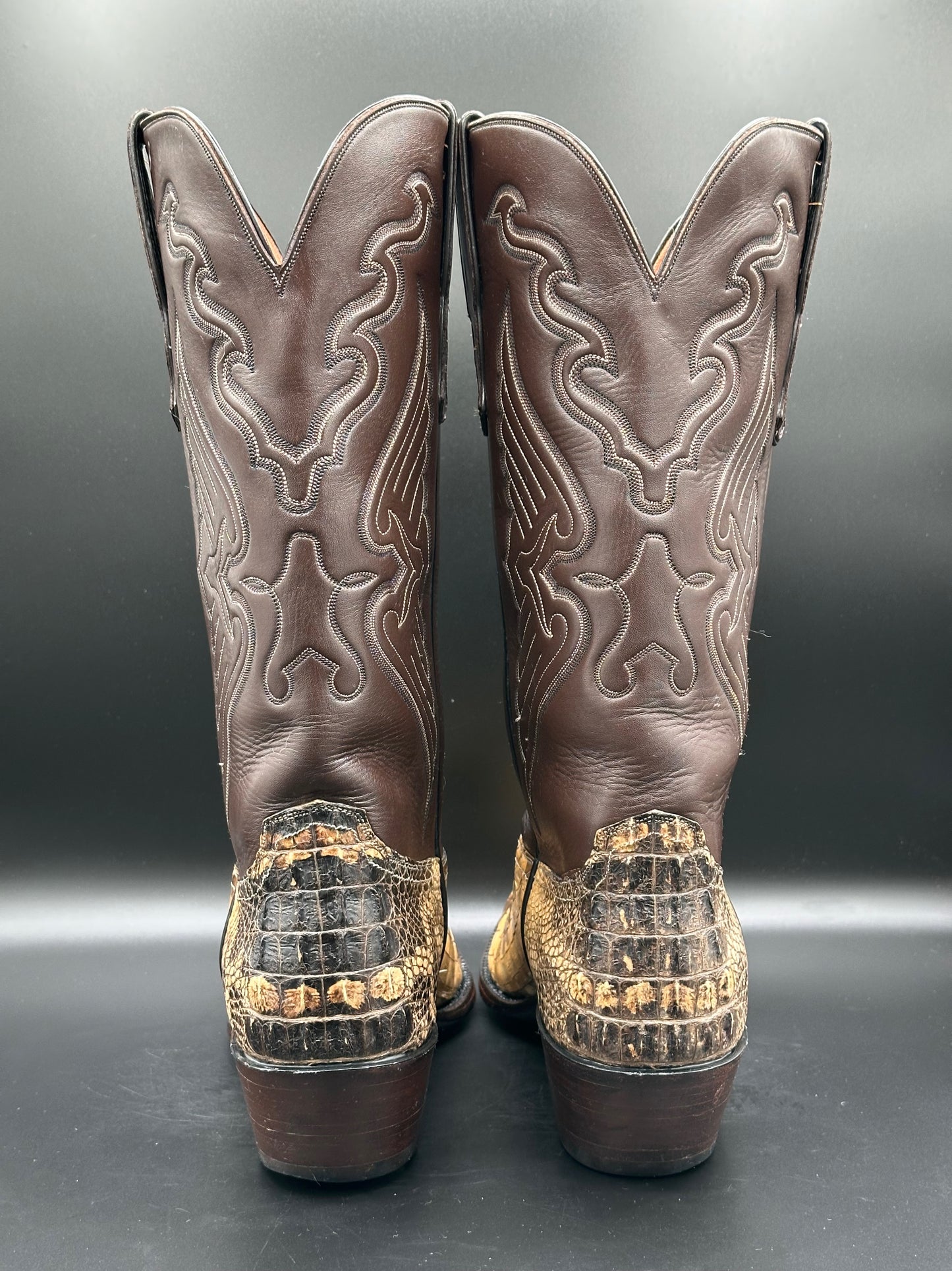 Ammons Custom Natural Color American Alligator Tail Cowboy Boots 12 D