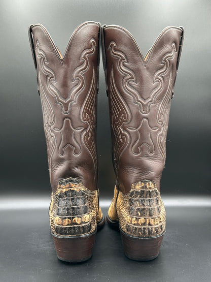 Ammons Custom Natural Color American Alligator Tail Cowboy Boots 12 D
