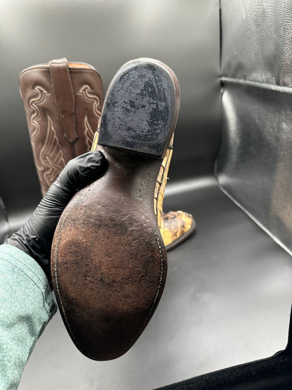 Ammons Custom Natural Color American Alligator Tail Cowboy Boots 12 D