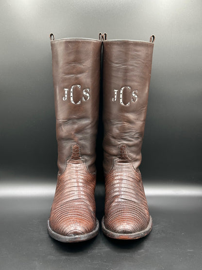 TO STANLEY Custom Regal Teju Lizard Cowboy Boots 10 D