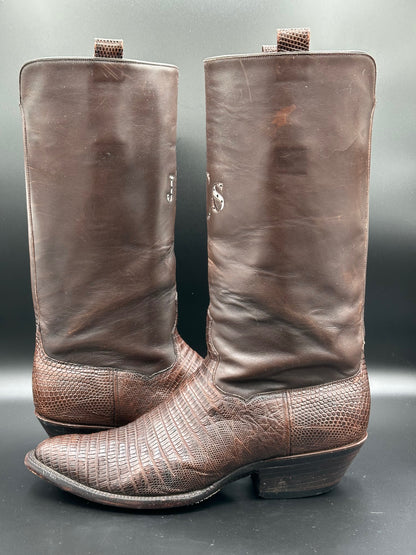 TO STANLEY Custom Regal Teju Lizard Cowboy Boots 10 D