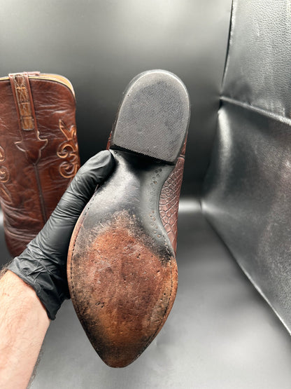 Lucchese Bias Cut American Alligator w/ Mission Alligator Inlay Cowboy Boots size 9.5 D