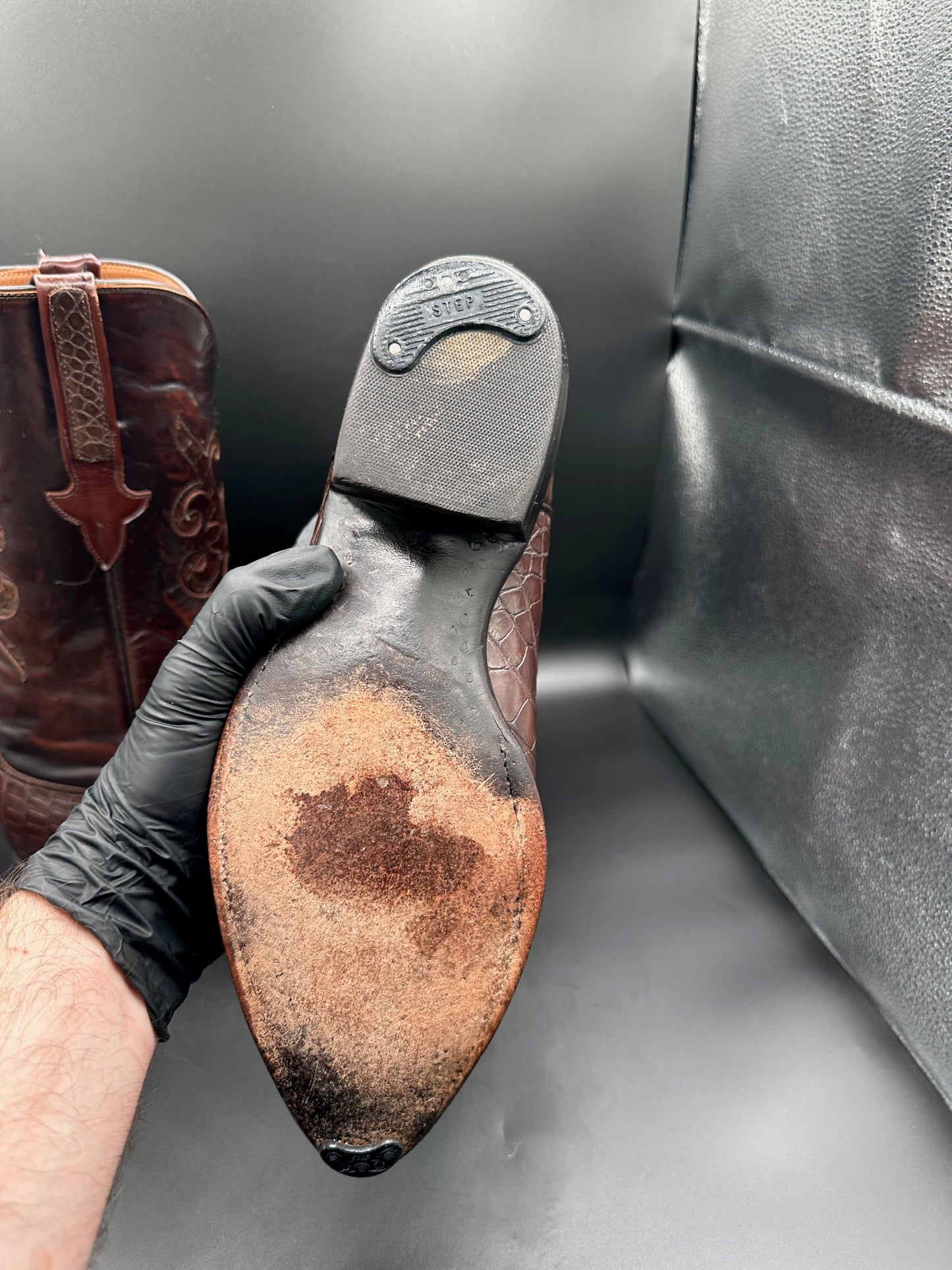 Lucchese Bias Cut American Alligator w/ Mission Alligator Inlay Cowboy Boots size 10 E