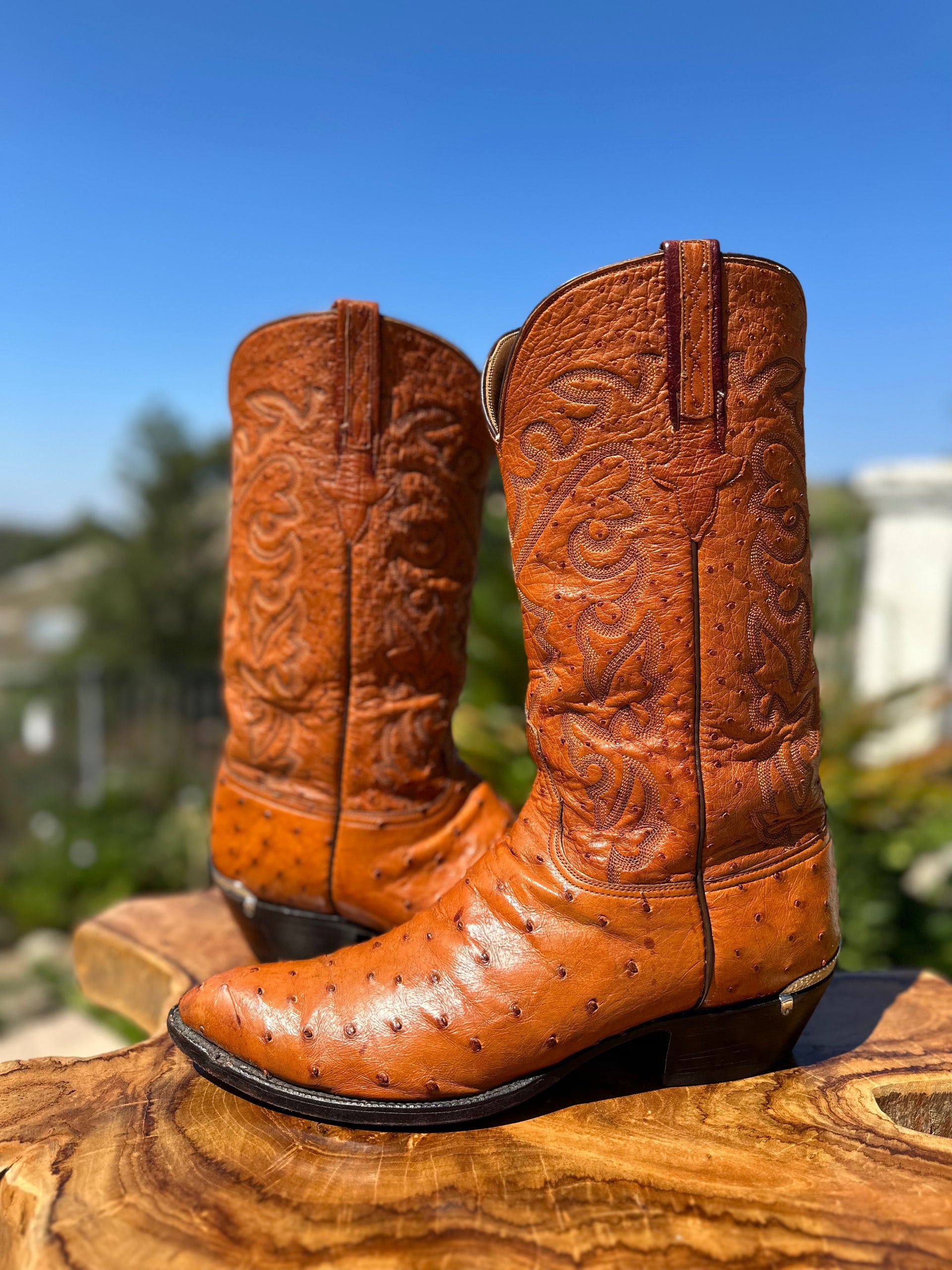 Lucchese Ostrich Skin Boots Full Quill Ostrich Boots Lucchese Men's Western Boots ALL-BLACK Ostrich  Skin Cowboy Square Toe Western Boots For