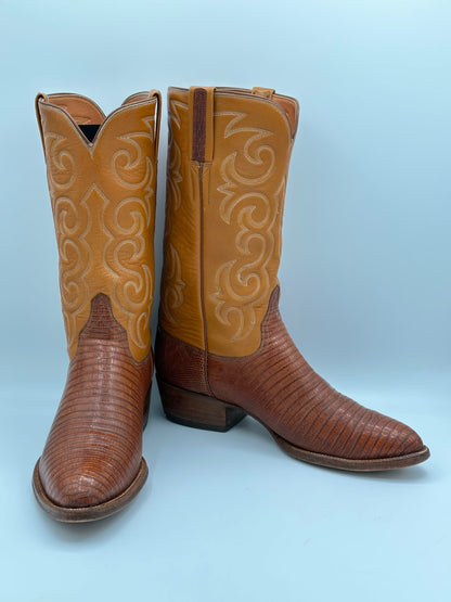 Lucchese San Antonio Teju Lizard Custom Cowboy Boots size 9 D 1978