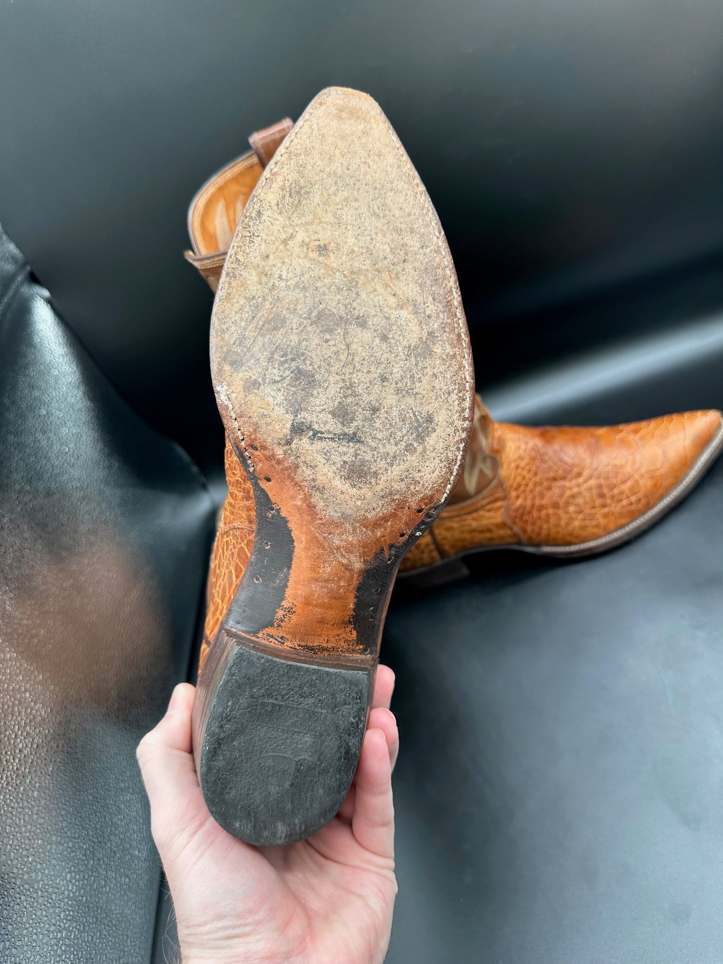1970's Preban Justin Honey Sea Turtle Cowboy Boots size 10.5 B