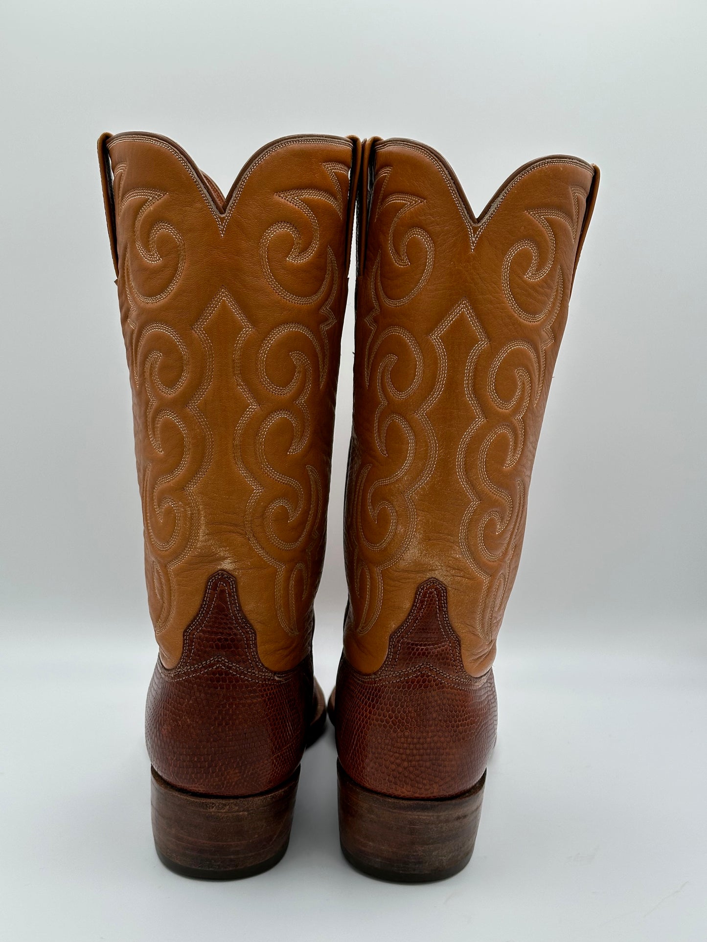 Lucchese San Antonio Teju Lizard Custom Cowboy Boots size 9 D 1978