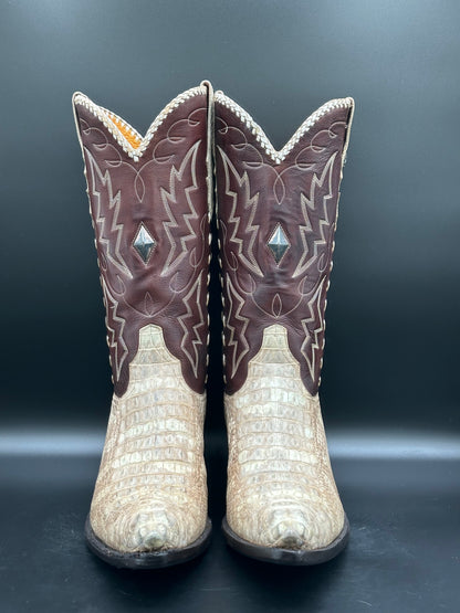 Stallion Custom Albino Alligator with Sterling Silver Inlay Cowboy Boots size 9 D