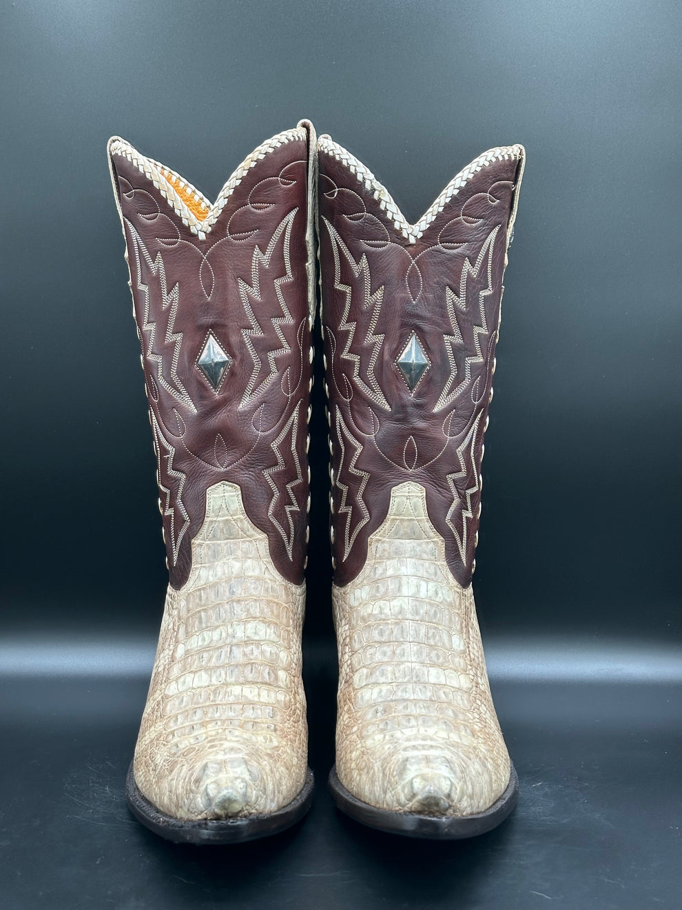 Stallion Custom Albino Alligator with Sterling Silver Inlay Cowboy Boo ...