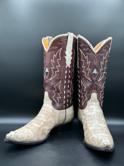 Stallion Custom Albino Alligator with Sterling Silver Inlay Cowboy Boots size 9 D
