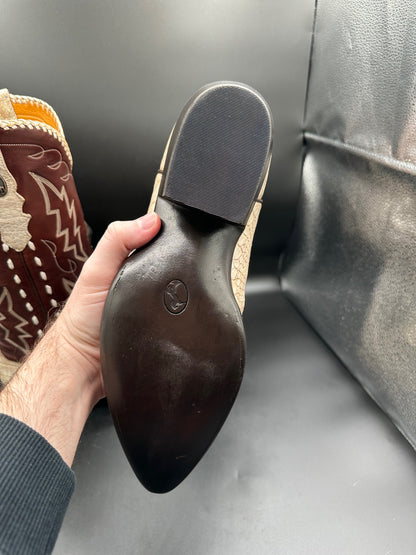 Stallion Custom Albino Alligator with Sterling Silver Inlay Cowboy Boots size 9 D