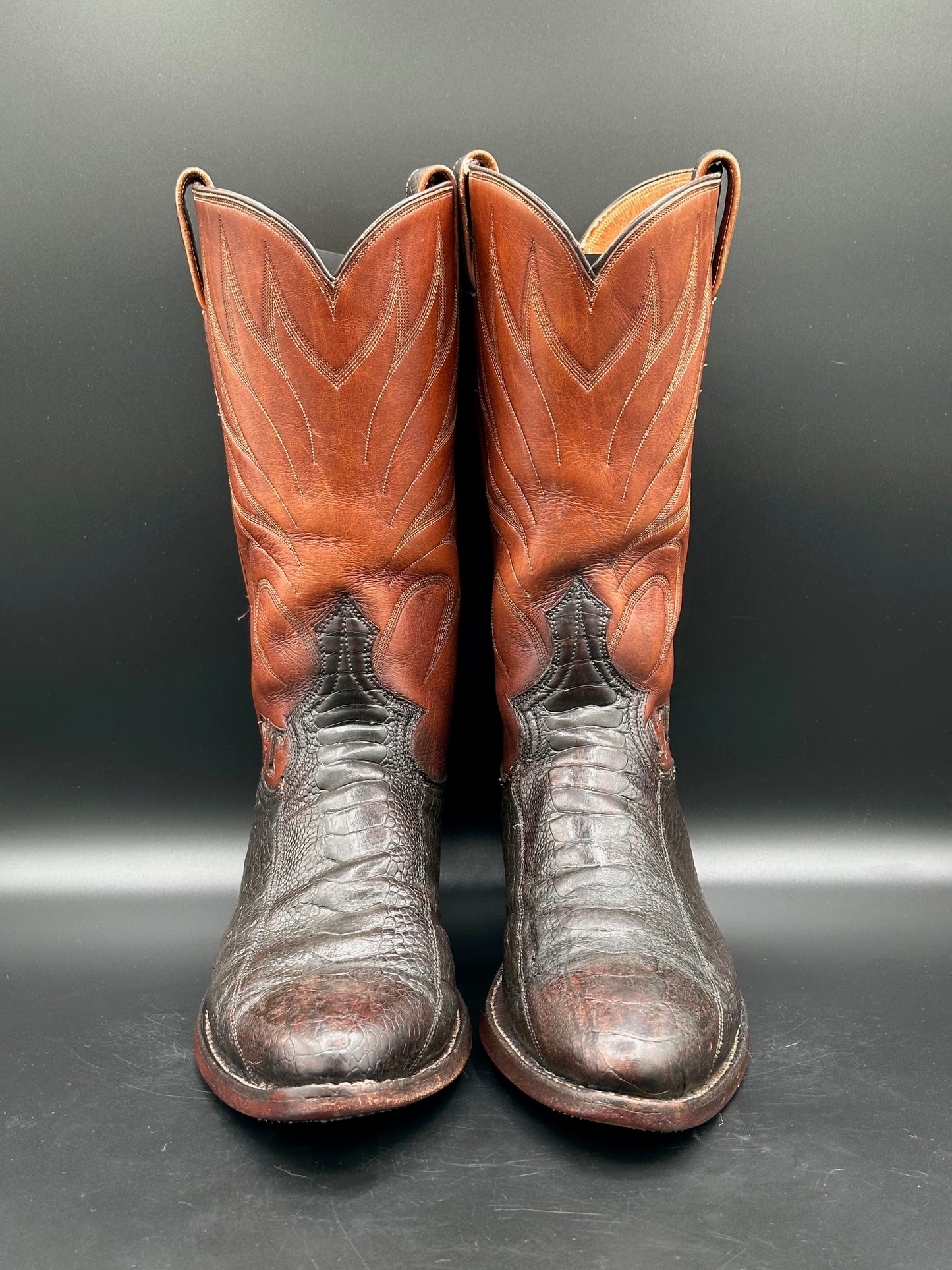 1950's Dixon Custom Ostrich Leg Cowboy Boots size 9.5 D
