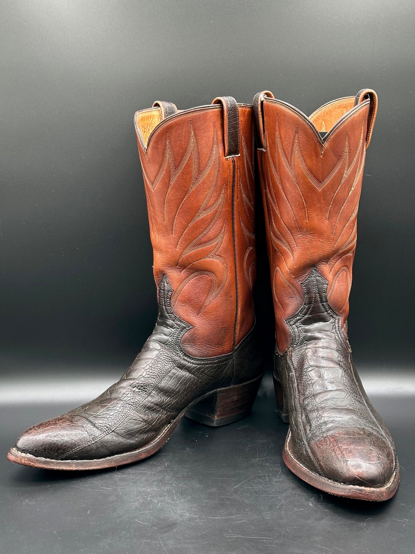 1950's Dixon Custom Ostrich Leg Cowboy Boots size 9.5 D