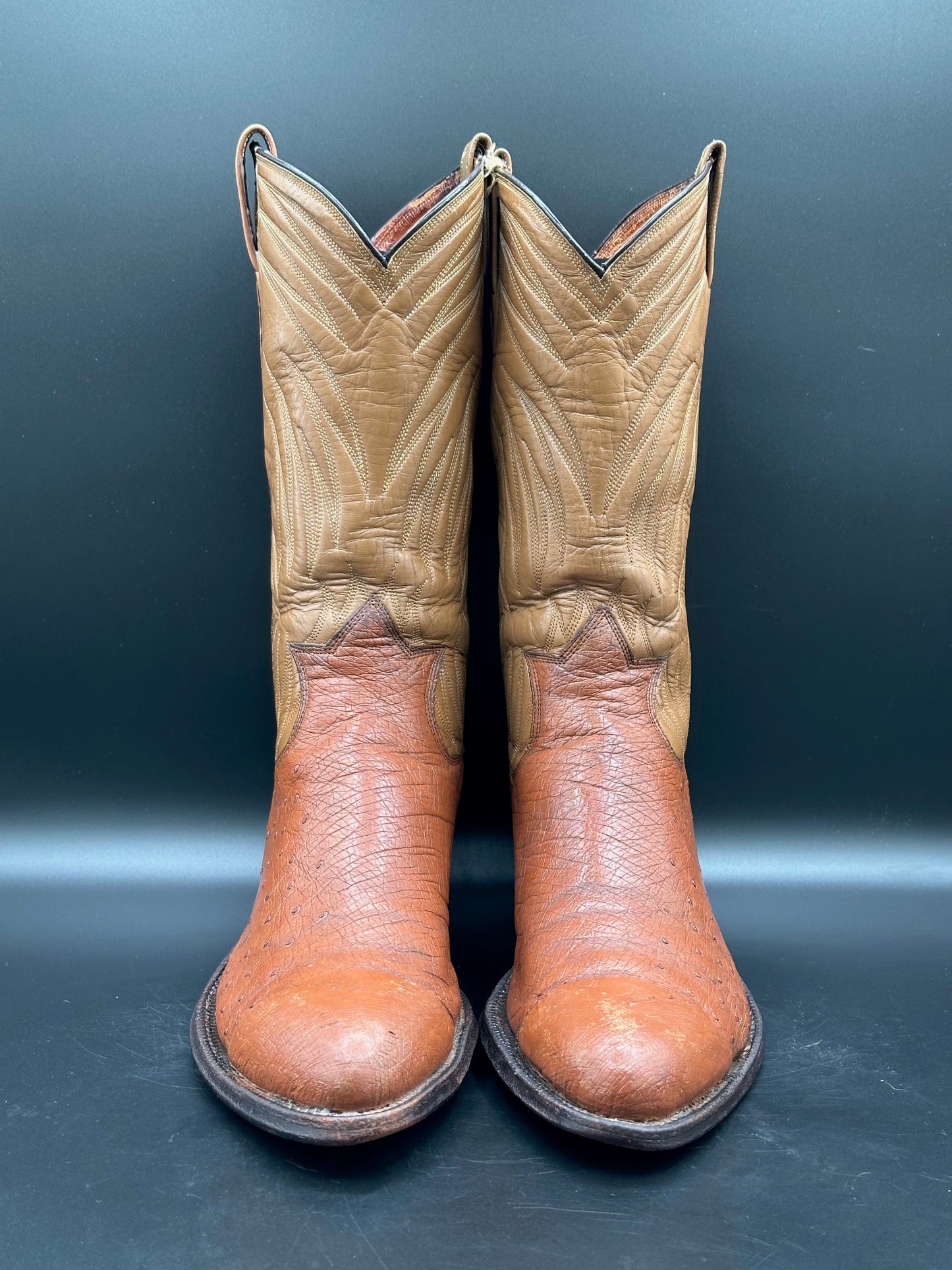 1950's Dixon Custom Ostrich Cowboy Boots size 9.5 D
